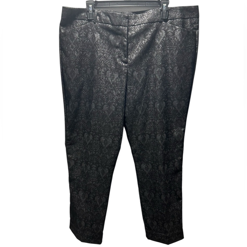{Worthington} Women’s Slim Fit Straight Cropped Black & Silver Dress Pants